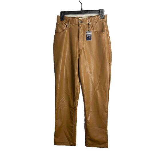 New Abercrombie & Fitch Vegan Leather The 90s Straight High Rise Pants 28 6s - Picture 1 of 6
